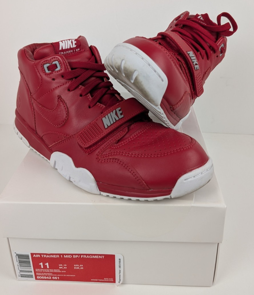 Nike Air Trainer 1 Mid SP / Fragment Design Red SZ 11 MENS 806942-661 w/ Box
